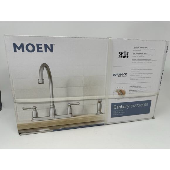 Banbury Spot Resist Stainless Two Handle High Arc Kitchen Faucet Moen CA87000SRS - Picture 1 of 6
